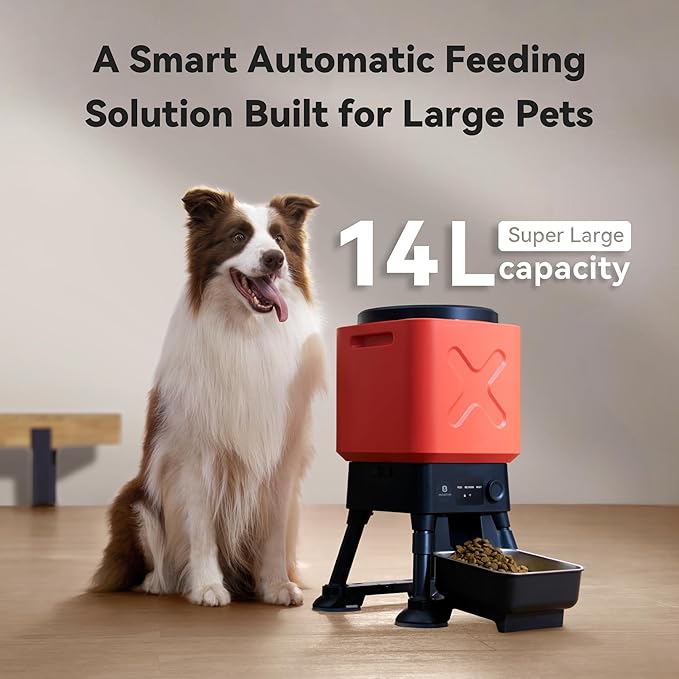 Automatic Dog Feeder for Large Dogs, 14L Capacity, 2.4G WiFi App Control, Dual Power Supply, Stainless Steel Bowl, and Molly&Cody GPS + Bluetooth Pet Tracker for Cats & Dogs – Real-Time Tracking Bundl