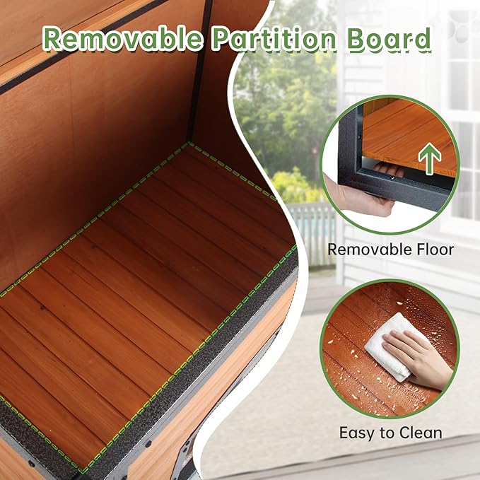 Outdoor Dog House with Door Weatherproof Dog Kennel Chew-Proof Metal Frame Openable Roof for Easy Cleaning