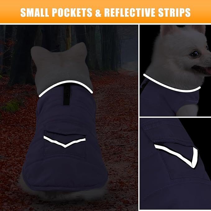 iBuddy Dog Winter Coats with Fleece Vest,Waterproof Warm Dog Snow Jacket Windproof, Reflective Adjustable Pet Dogs Cold Winter Coat for Small Dogs Girl Boy