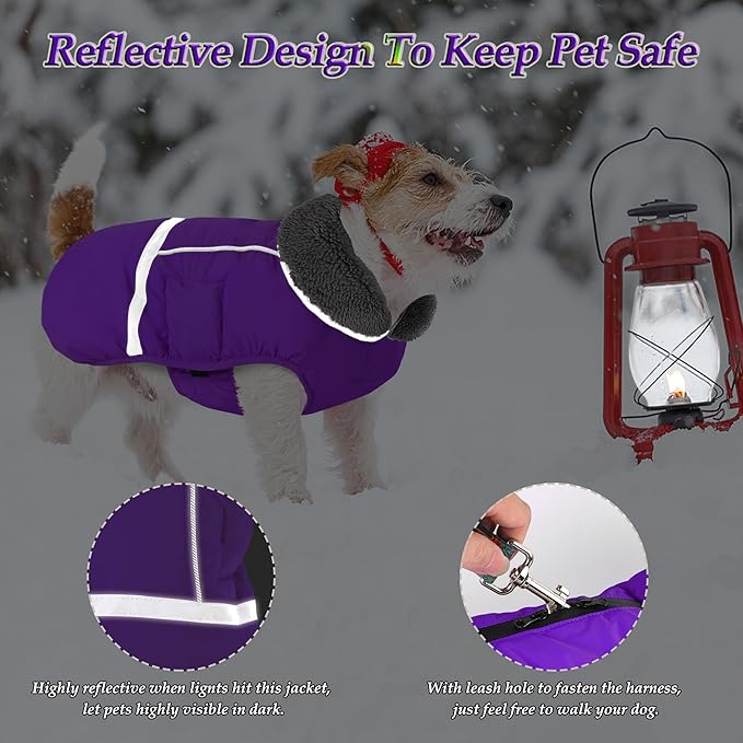 Dogcheer Warm Dog Coat, Fleece Collar Winter Dog Clothes, Reflective Pet Jacket Apparel for Cold Weather, Waterproof Windproof Puppy Snowsuit Vest for Small Medium Large Dogs X-Large