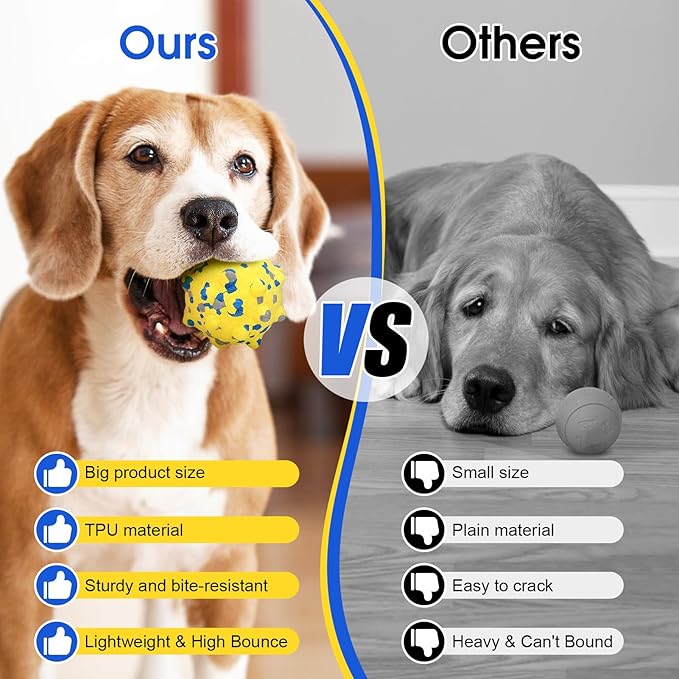 Dog Balls for Aggressive Chewers, 4PCS Etpu Dog Toy Ball, Tennis Balls for Dogs Aggressive Chewers, Indestructible Chew for Large Medium Small Dogs (Yellow + Blue)