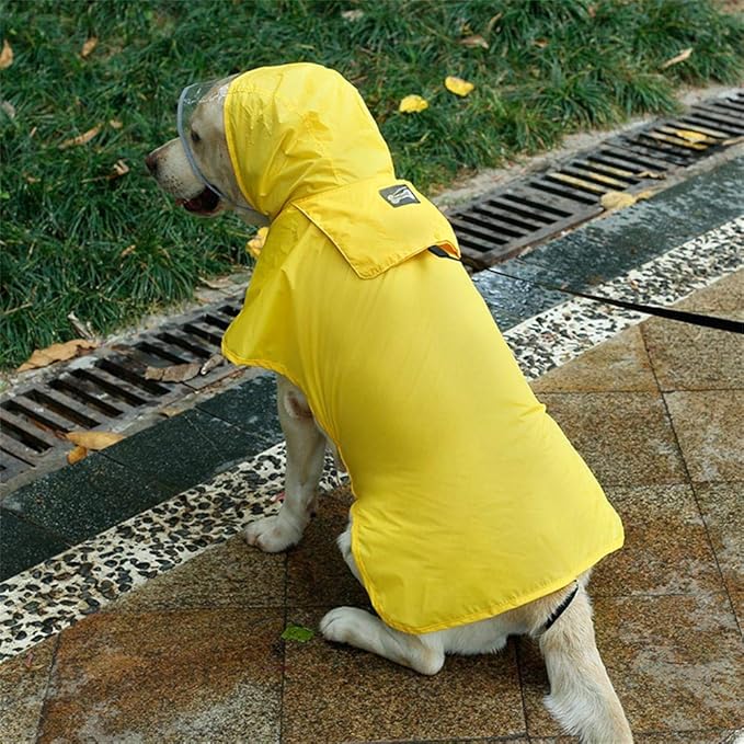 Pet Raincoat Packable Hooded Dog Rain Jacket Reflective Strips Lightweight Adjustable Poncho for Small Medium Large Dogs Yellow XXL