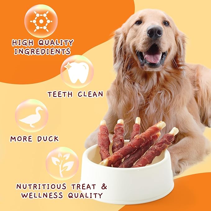 Jungle Calling Dog Treats, Duck Breast Wrapped Rawhide Sticks for Dogs, Grain-Free Natural Chewy Treats Picky Dogs, Puppy Chews Snacks,10.6 oz (Pack of 2)