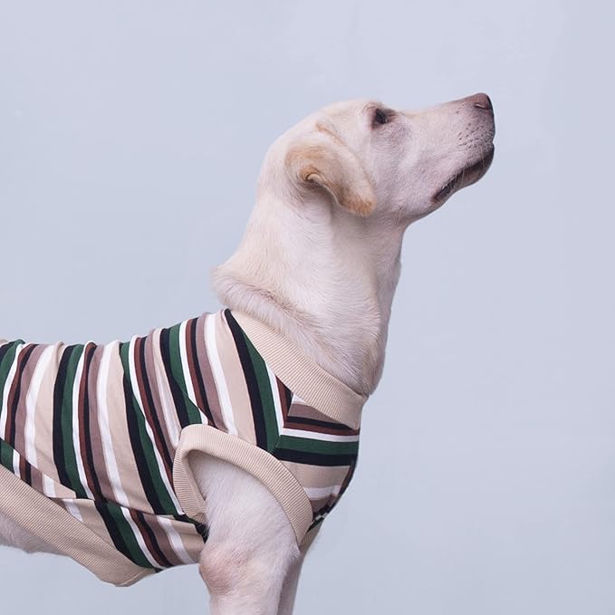 Extra Large Dog T Shirts Clothes Sleeveless Tank Top Vest for Labrador Rottweiler Great Dane, Khaki 3X-Large