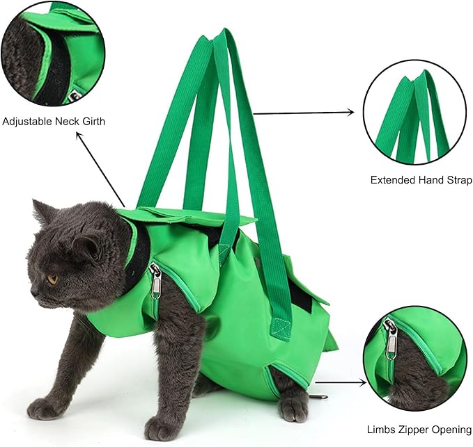 HDKUW Cat Grooming Bag,Foldable Travel Carrier for Cats,Anti-Bite Anti-Scratch Cat Grooming Restraint Bag,Pet Carrier for Administering Eye Drops,Ear Cleaner,Clipping Nails Yellow M