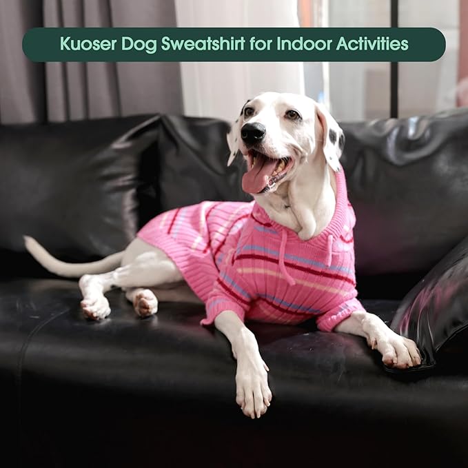 Kuoser Dog Sweater Large Size Dog, Thanksgiving Christmas Big Dogs Pullover Sweaters, Boy Girl Dogs Cable Knitwear Sweatshirt, Soft Thick Pet Winter Clothes for Cold Weather, Pink XXL