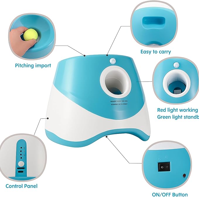 Automatic Dog Ball Launcher – 12 ETPU Balls & Bonus Collapsible Bowl, 3 Distance Settings (20ft/33ft/46ft), Smart Fetch Toy for Small & Medium Dogs, Indoor/Outdoor Use (Green)