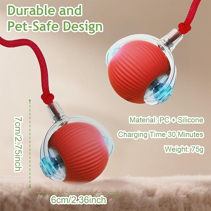 Interactive Cat Toys Balls for Indoor Cats, 2025 New Motion Activated Cat Balls with 360° Smart Automatic Rolling Moving for Bored Kitten Pet Cats Dogs (3 Colors)