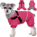 BRKURLEG Dog Winter Coat with Harness Built in, Winter Dog Jacket for Small and Medium Dogs, Small Dogs Snowsuit Reflective Windproof Cold Weather Coat, Puppy Warm Fleece Coats, Hot Pink, XL