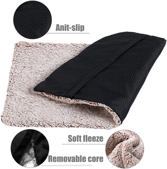 heated cat bed Self Warming Cat Bed Self Heating Cat Dog Mat Advanced Extra Warm Thermal Pet Pad for Indoor Outdoor Pets with Removable Cover Non-Slip Bottom Washable Non Electric Brown19.7*27.5inch