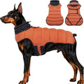 MIGOHI Lightweight Dog Coat, Windproof Dog Jacket, Puffer Jacket for Large Dogs, Padded Vest with Reflective Strips, Warm Snow Vest in Cold Weather, Easy On Hook & Loop Belly, Caramel, 2XL
