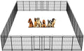 Square Steel Pipe Dog Fence Outdoor 32 Piece Panels 47" Height Anti-Rust Heavy Duty Dog Playpen with Doors Portable for Yard RV Camping, Total 71FT, 406 Sq.ft, Snowy Black