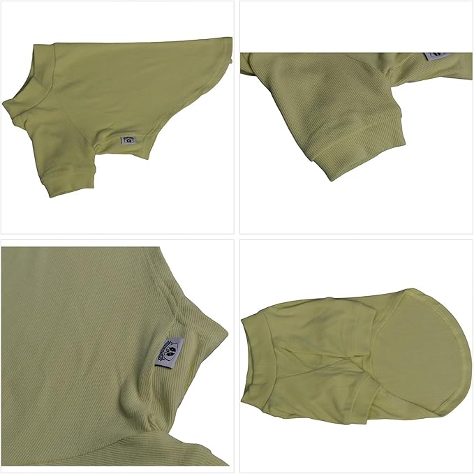 Lovelonglong Ribbed Dog T-Shirt Cotton Knitted Dog Sweaters for All Season Pet T-Shirts for Large Medium Small Dogs Chartreuse 3XL