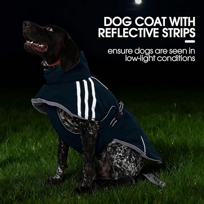 FUAMEY Dog Cold Weather Coats,Dog Winter Jackets for Medium Dogs Warm Dogs Coat with Reflective Strips Waterproof Pet Snowsuit Thick Paded Pets Vest for Boston Terrier French Bulldog Blue M
