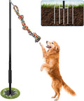 Tether Tug Outdoor Dog Toy, Interactive Exercise Game in Yard Park Tug of War with Chew Rope Toy for Small Medium Large Dogs, Adjustable Dog Stake Toy to Pull Chase and Solo Play