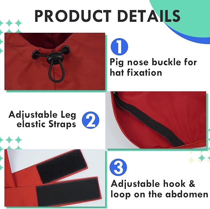 MIGOHI Reflective Dog Raincoat for Small Dogs, Red, S - Waterproof Adjustable Hooded Dog Poncho, Rain Jacket with Leash Hole, Easy Clean, Rainy Outdoor Walking