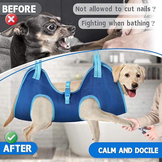 Supet Dog Grooming Hammock, Dog Hanging Harness for Nail Trimming Doorframe, Pet Holder Restraint for Clipping Nails, Pet Hoist Sling for Cutting Nails, Ear & Eye Cleaning, Medicine at Home (2XL)