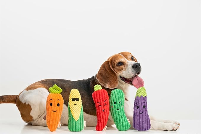 Squeaky Dog Plush Toy, Bite_Stick Collection, 8'', for Small and Medium Dogs (Eggplant)
