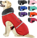 QBLEEV Warm Dog Coat Reflective Dog Jacket, Waterproof Dog Winter Coat Turtleneck Dog Clothes for Cold Weather, Thick Fleece Dog Snowsuit Christmas Dog Vest Pet Apparel for Small Medium Large Dogs L