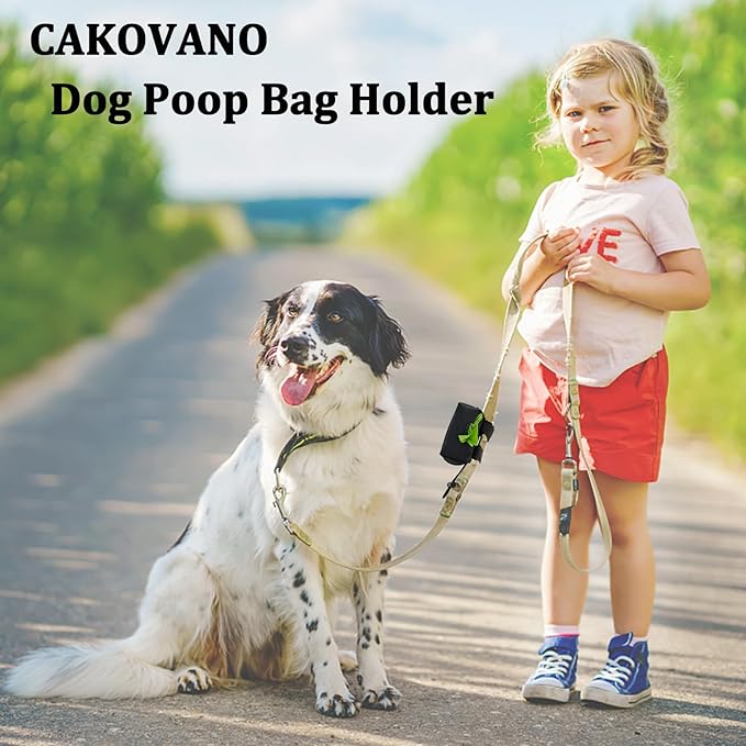 Dog Poop Bag Holder for Leash, 2 in 1 Dog Waste Bag Dispenser & Holder, Plus 15 Poop Bags