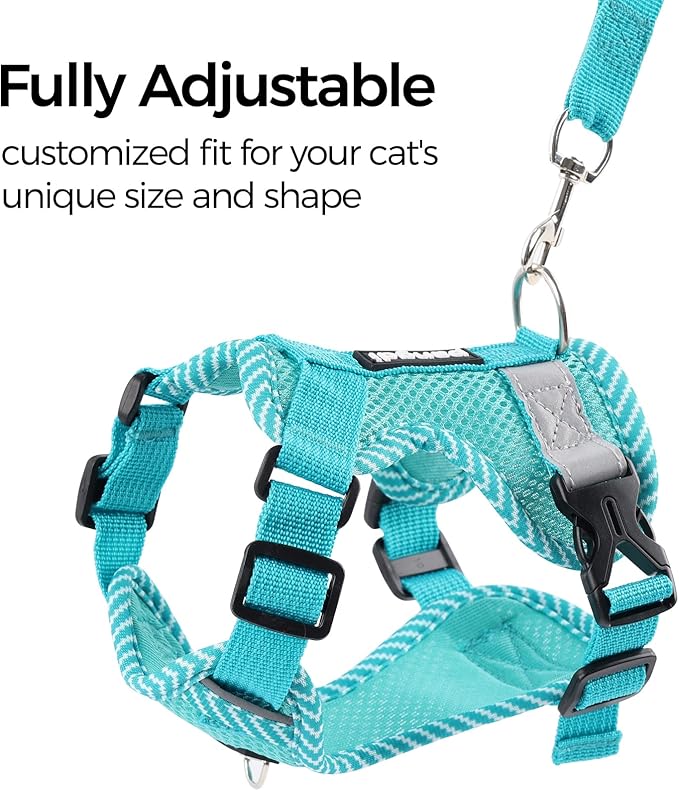 Cat Harness and Leash Escape Proof Extra Large Kitten Harness Maine Coon Cat Vest for Walking Travel, Turquoise, XXL
