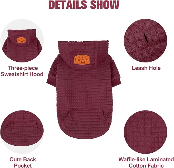 BEAUTYZOO Dog Hoodie for Small Medium Large Dogs, Winter Fall Warm Dog Clothes for Puppy S M Sized Dogs Girl Boy, Dog Sweater Shirt Hoodies with Pocket Bulldog Pitbull Cat Clothing Coat£¬Wine Red ML