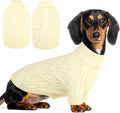 Queenmore Knitted XS Dog Sweater,Turtleneck Pullover Small Dog Sweater,Soft DogSweaters for Small Dogs Male Female,Pet Sweaters for Dogs,Thick Warm Pet Clothes for Teacup,Chihuahua（Beige,XS