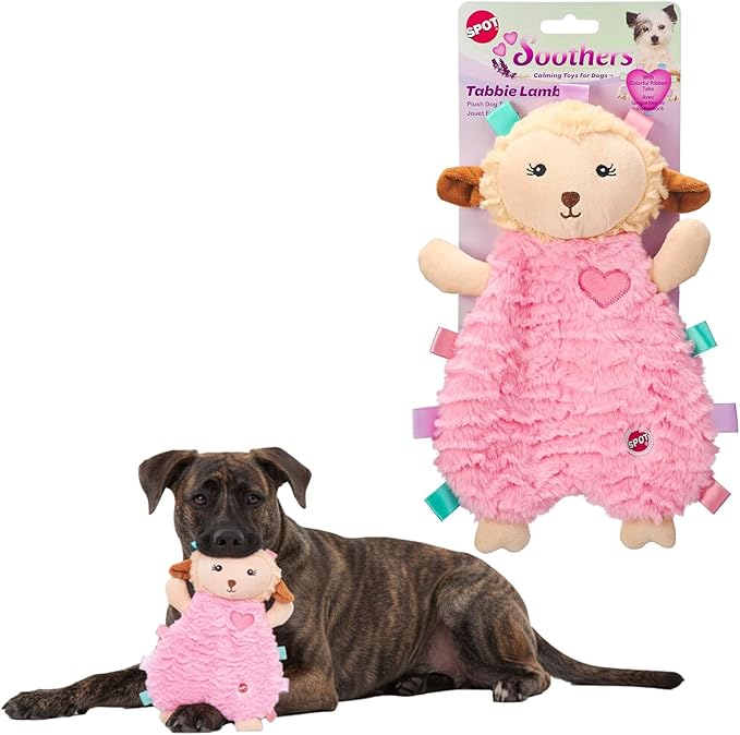 SPOT Soothers- Tabbie Lambie Dog Toy-Separation Anxiety Toys for Dogs, Stuffing Free, Scented with Calming Lavender Fragrance Beads to Safely Calm and Relax Dogs and Puppies, 12in