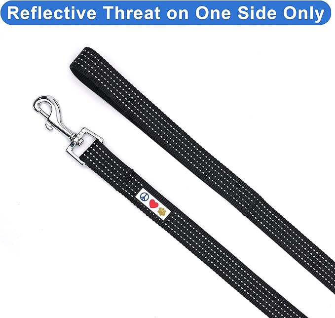 Pawtitas Pet / Puppy 6 - feet Reflective Dog Leash Extra Small / Small 5/8 inch Black Matching Collar and Harness sold separately.