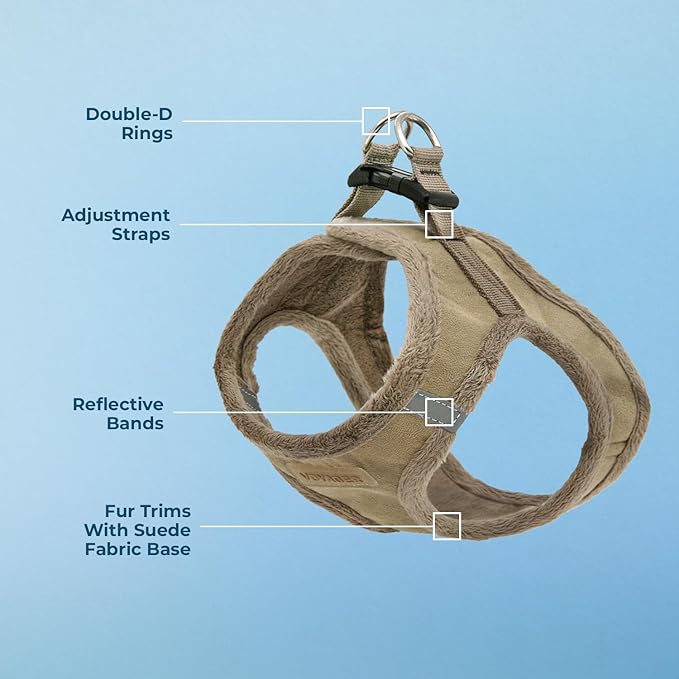Voyager Step-In Plush Dog Harness – Soft Plush, Step In Vest Harness for Small and Medium Dogs by Best Pet Supplies - Harness (Latte Suede), M (Chest: 16 - 18")