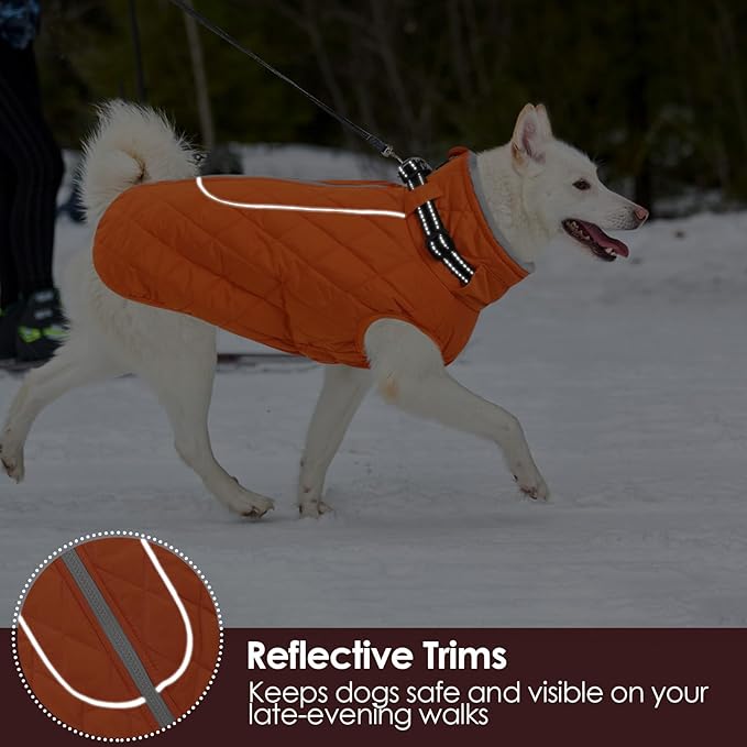 AOFITEE Large Dog Winter Jacket, Waterproof Dog Coat with Back Zipper, Reflective Puffer Coat Pet Snowsuit, Warm Winter Snowsuit for Large Dogs, Snow Jacket for French Bulldog