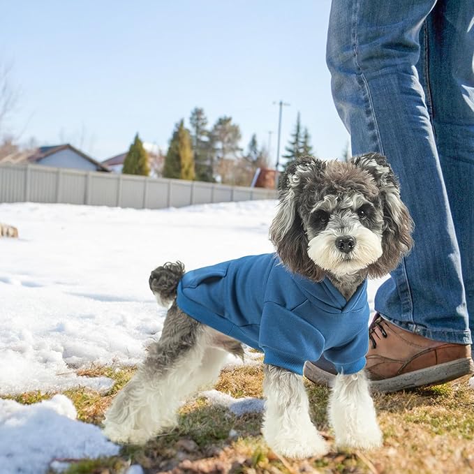 SCENEREAL Dog Hoodie Sweaters for Small Medium Large Size Dogs, Fleece Dog Sweatshirt with Hat and Pocket,Soft Cold Winter All Weather Dog Clothes for S to XL Sized Dogs, Blue L
