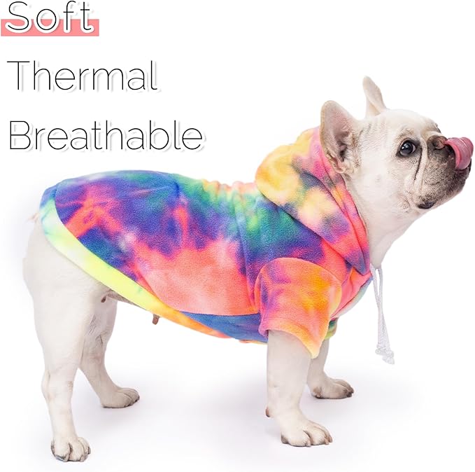 Dog Hoodie Tie Dye Dog Sweatshirt Chic Winter Clothes Ultra-Soft Warm Sweaters for Small Medium Dogs Fashion Pet Clothes for Dogs (Multicolor, XL (Back: 16.92",Chest: 21.65", Neck: 18.89"))