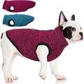 ROZKITCH M Dog Sweater, Knit Jacket with Fleece Lining, Pet Coats for Small Dogs with Zipper Opening for Harness, Fleece Jumpsuit with Adjustable Neck Reflective Pet Jacket Rosered M