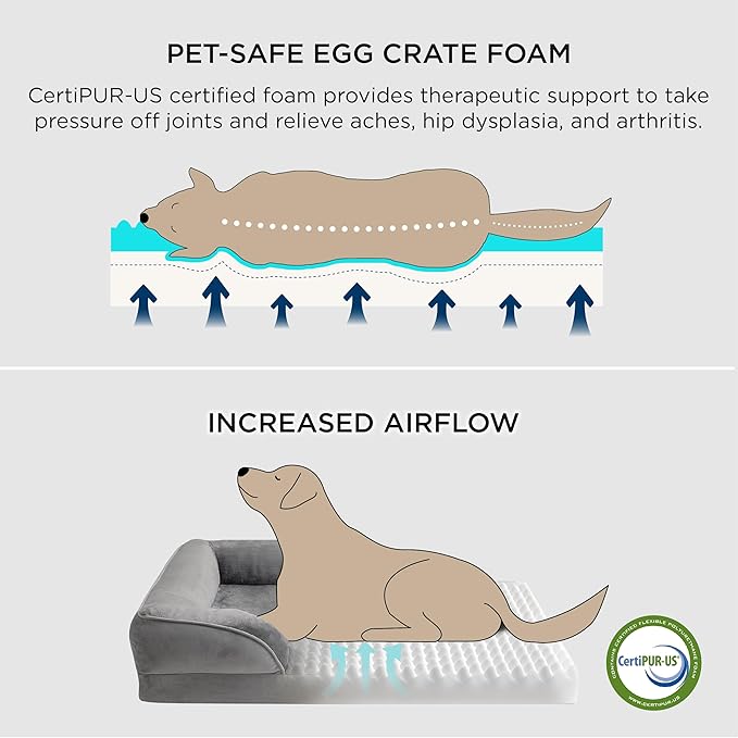 Bedsure Orthopedic Dog Beds Large Sized Dog - Washable Large Dog Cat Bed Waterproof, Comfort Dogs Couch Sofa with Washable Removable Cover, Pet Bed with Nonskid Bottom, Ivory, 35"