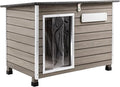 Dog House Outdoor & Indoor Wooden Dog Kennel for Medium to Large Dogs,34" L Natural Fir Wood Dog Houses with Weatherproof Roof,Removable Floors,Raised Feet