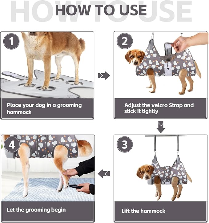 Dog Grooming Hammock Harness for Small Cats Dogs, Dog Grooming Sling for Cutting Nails, Pet Grooming Harness Hanging Holder Hanger for Nail Trimming with Nail Clippers, Nail File