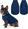 PUPTECK Dog Sweater, Turtleneck Warm Knitted Pullover Coat, Thick Cable Knitwear Clothes in Winter, Pet Apparel Outfits for Small Medium Dogs, for Cold Weather Indoor & Outdoor, Deep Blue XS