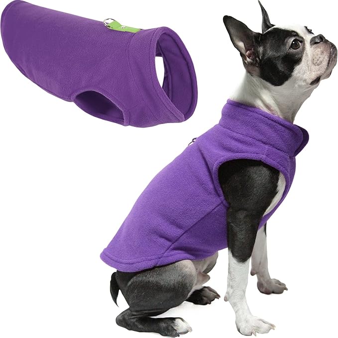 Gooby Fleece Vest Dog Sweater - Lavender, X-Large - Warm Pullover Fleece Dog Jacket with O-Ring Leash for Small to Medium Dogs