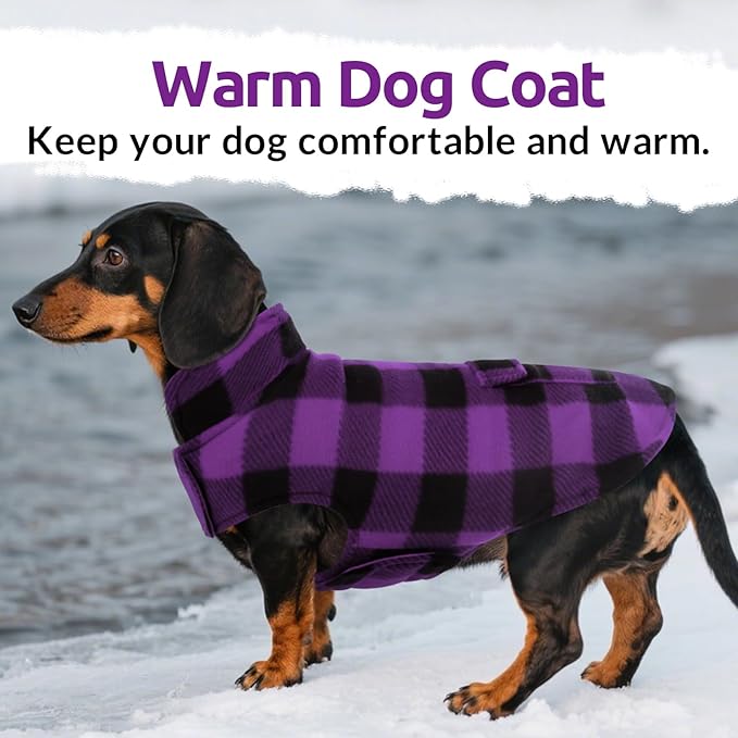 ASENKU Dog Jacket Plaid Reversible Reversible Dog Vest Waterproof Cold Winter Clothes Pet Apparel for Small Medium Large Dogs (3XL, Purple)