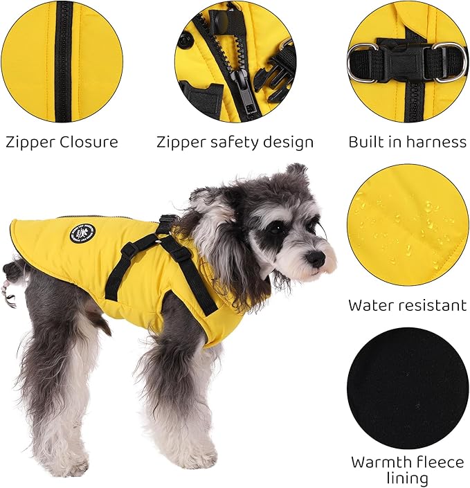 Norbi Dog Jacket, Winter Coat with Built-in Harness for Small to Large Dogs - Adjustable, Warm, Cold Weather Coats