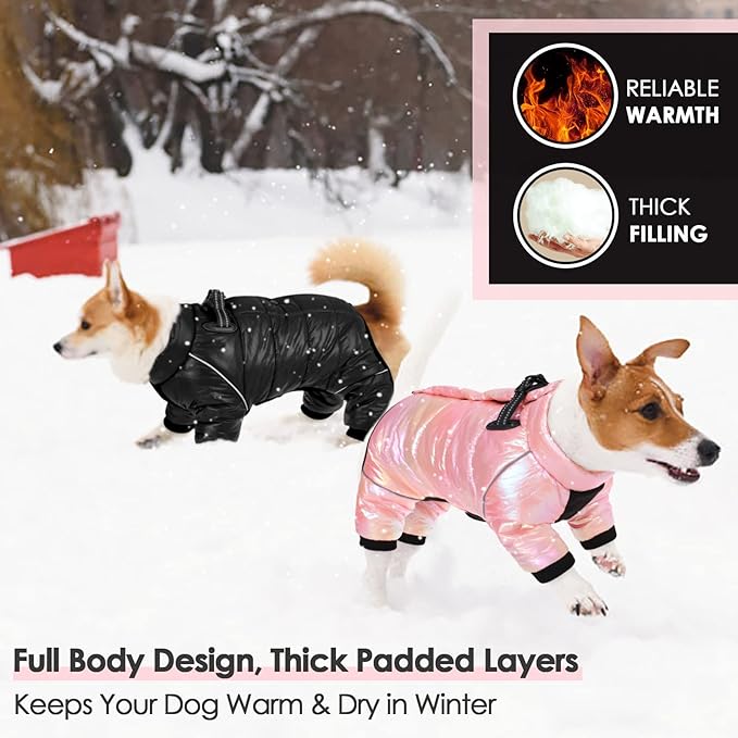 AOFITEE Dog Coat, Waterproof Dog Jacket for Winter, Warm Fullbody Dogs Snowsuit, Winter Coat for Small Dogs, Zip Up Pet Puffer Jacket Fleece Vest, Outdoor Reflective Cold Weather Pet Coats, Medium