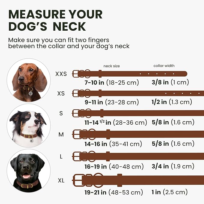 BronzeDog Rolled Leather Dog Collar with QR ID Tag, Adjustable Soft Round Collars for Small Medium Large Dogs Puppy (16" - 19" Neck Size, Cognac Brown)