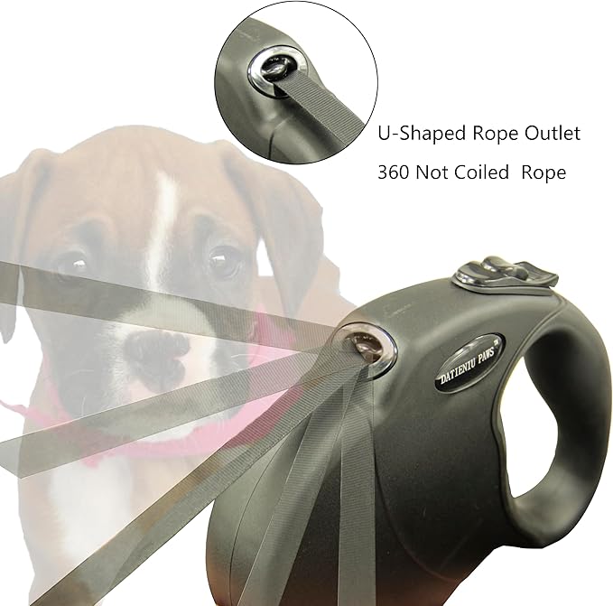 Retractable Dog Leash Hands-Free Adjustable Length 16ft with Safety Lock Durable Nylon Belt for Small Medium Large Dogs Easy Walk Training Portable Dog Leash Black L