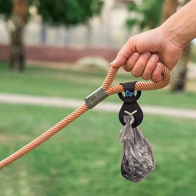 PuppyDoggy Dog Poop Bag Holder for Leash Waste Bag Carrier Dog Poop Bag Dispenser for Walking Running Bicycle Accessory 4 Pieces (Mixed Blue)