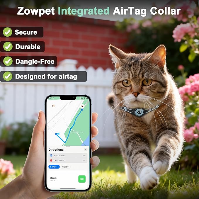 Airtag Cat Collar Breakaway, Reflective Cat Collar with AirTag Holder and Bell, Compatible with Apple Air Tag, Comfortable Padding, Adjustable, Durable (Blue, XS)