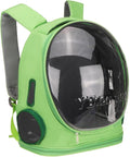 Pet Backpack Carrier, Portable and Ventilated, Oxford Cloth, Dog Cat Travel Bag with Transparent Cover 12.99", (Green, 1 Pcs), Intended for Hiking/Camping/Traveling