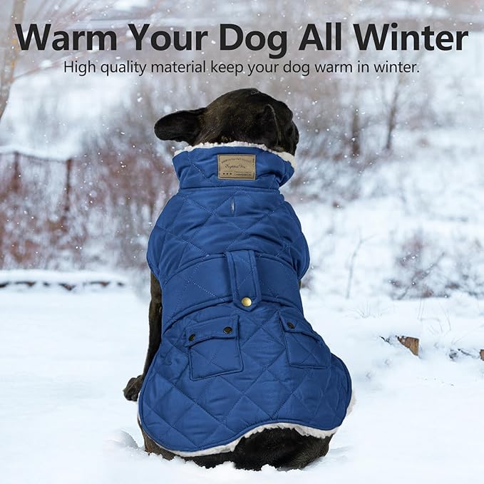KYEESE Dog Coat Waterproof Dogs Jacket with Fleece Lined Windproof Dog Coats for Small Dogs Thick Cat Clothes with Pocket Soft Pet Sweater for Cold Weather Warm Pet Winter Puffer Coat with Leash Hole