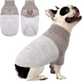 Queenmore Small Dog Sweater, Knitted Pullover Puppy Sweater,Cold Winter Pet Sweaters for Dog Girls Boys, Soft Turtleneck Knit Sweater with Leash Hole,Long Sleeves Christmas DogSweater(Khaki,S)