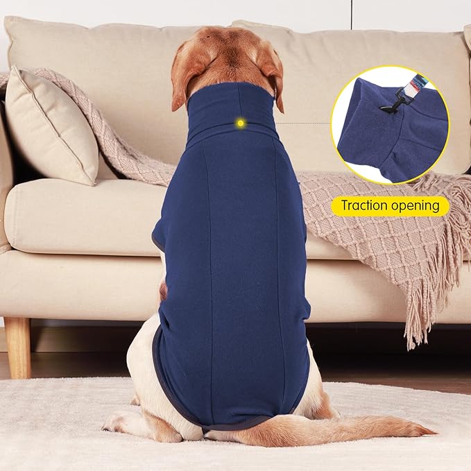 Dog Sweater Pullover Cold Weather Vest for Dogs Dog Sweatshirt & Jacket for Indoor and Outdoor Use (Large, Navy Blue)